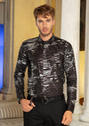 Black Silver Wave Long Sleeve Shirt