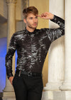 Black Silver Wave Long Sleeve Shirt