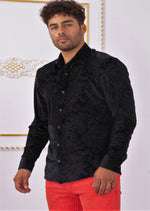 Black Sheen Paisley Velvet Shirt