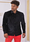 Black Sheen Paisley Velvet Shirt