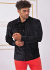 Black Sheen Paisley Velvet Shirt