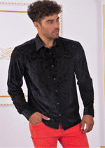 Black Sheen Paisley Velvet Shirt