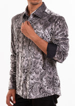 Gray Sheen Paisley Velvet Shirt
