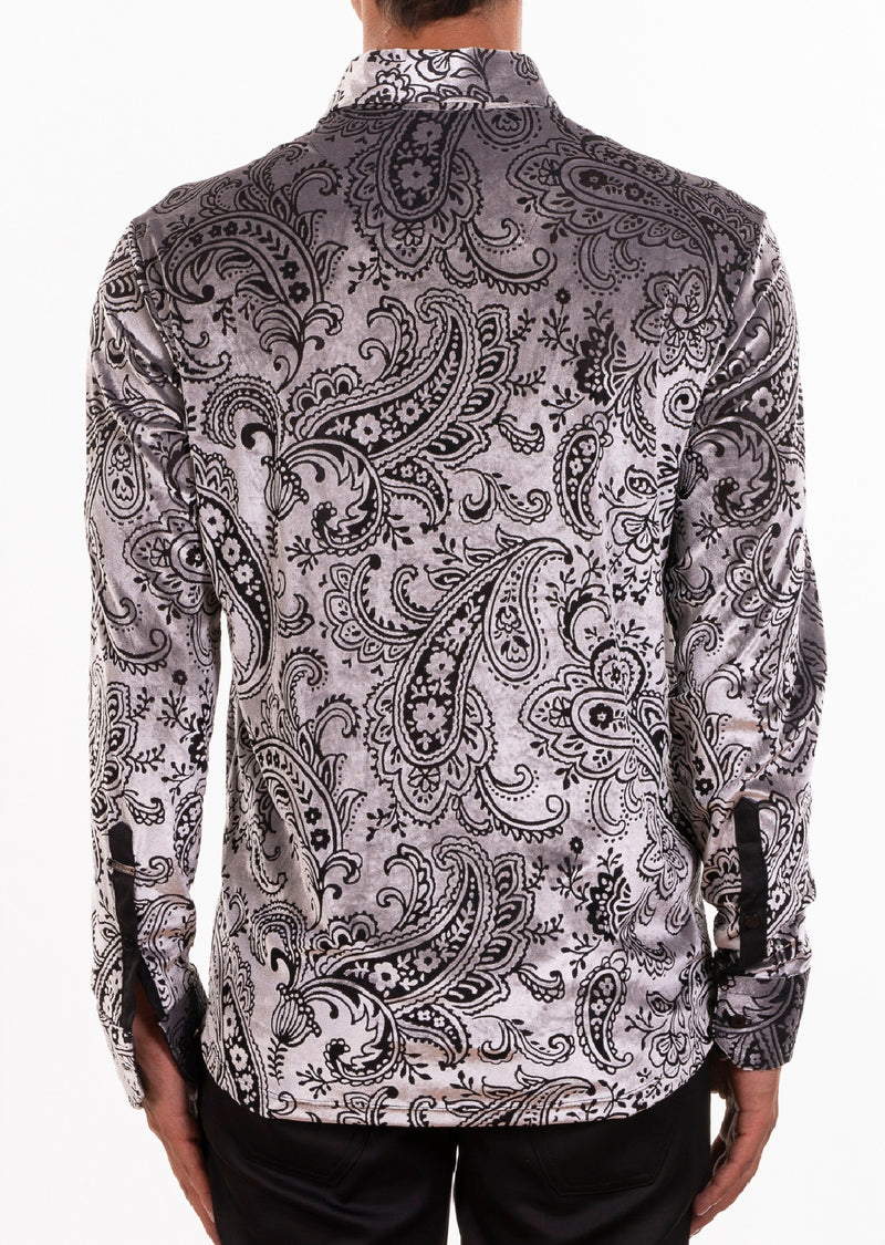 Gray Sheen Paisley Velvet Shirt