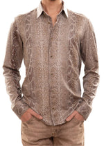 Beige Alligator Print Shirt