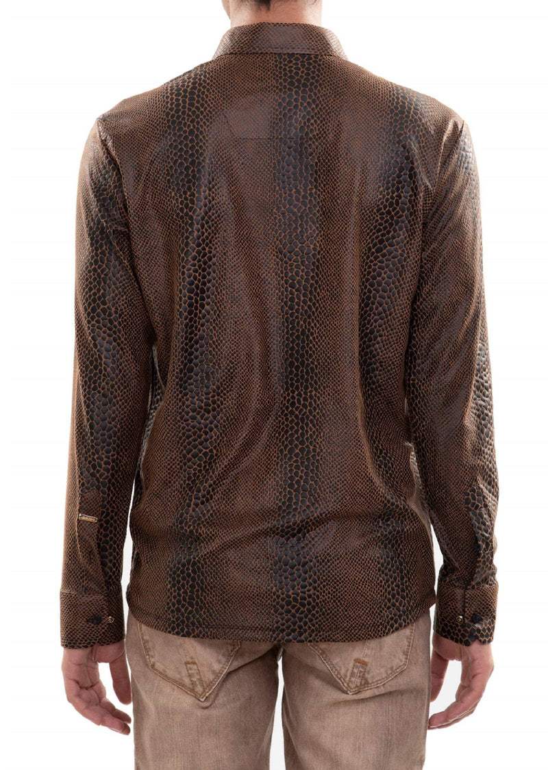 Brown Alligator Print Shirt