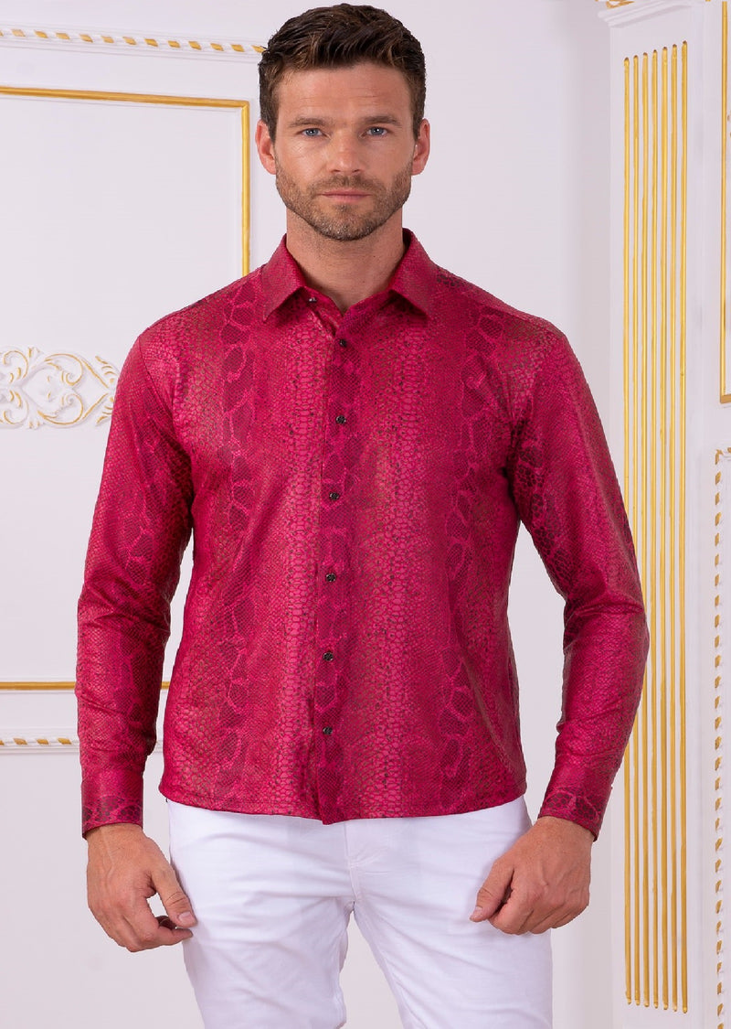 Fuchsia Pink Alligator Print Shirt