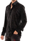 Black Floral Burnout Velvet Shirt