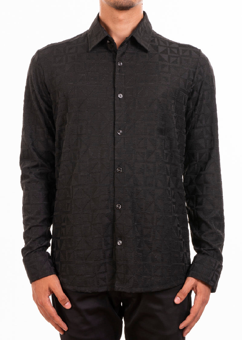 Black Triangle Emboss Jacquard Shirt