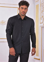 Black Triangle Emboss Jacquard Shirt