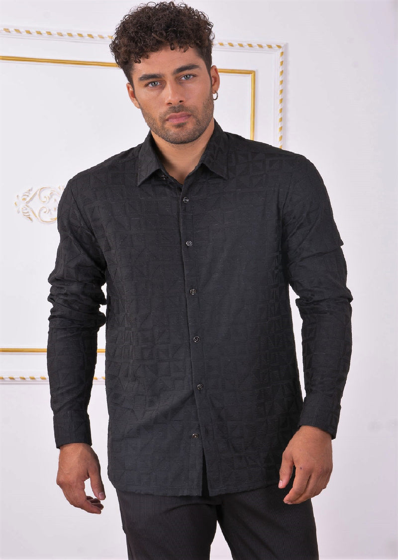 Black Triangle Emboss Jacquard Shirt