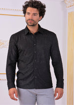 Black Meander Jacquard Knit Shirt