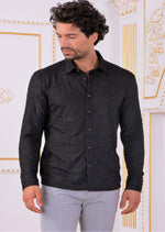 Black Meander Jacquard Knit Shirt