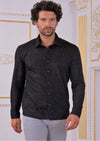 Black Meander Jacquard Knit Shirt