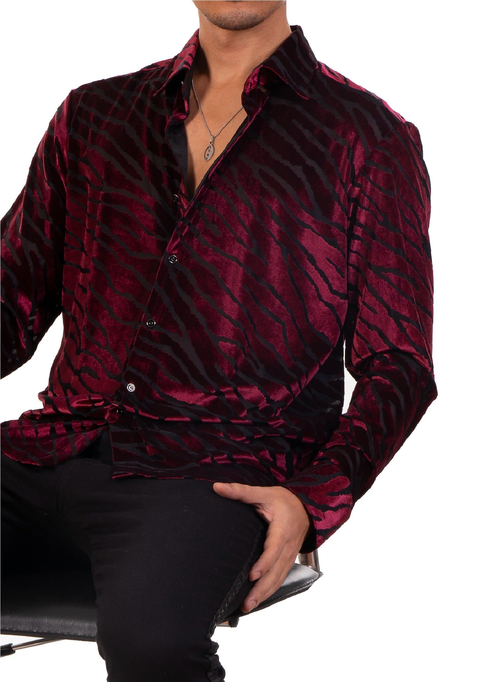 Burgundy Cracked Velvet Shirt 4XL / Burgundy / Cotton/Poly/Lycra Burgundy Cracked Velvet Shirt 4XL / Burgundy / Cotton/Poly/Lycra