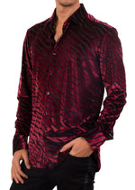 Burgundy Cracked Velvet Shirt