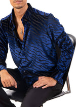 Royal Blue Cracked Velvet Shirt