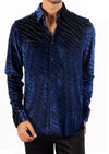 Royal Blue Cracked Velvet Shirt