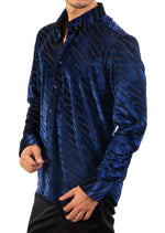 Royal Blue Cracked Velvet Shirt