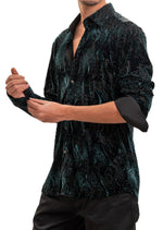 Green Wave Crush Velvet Shirt