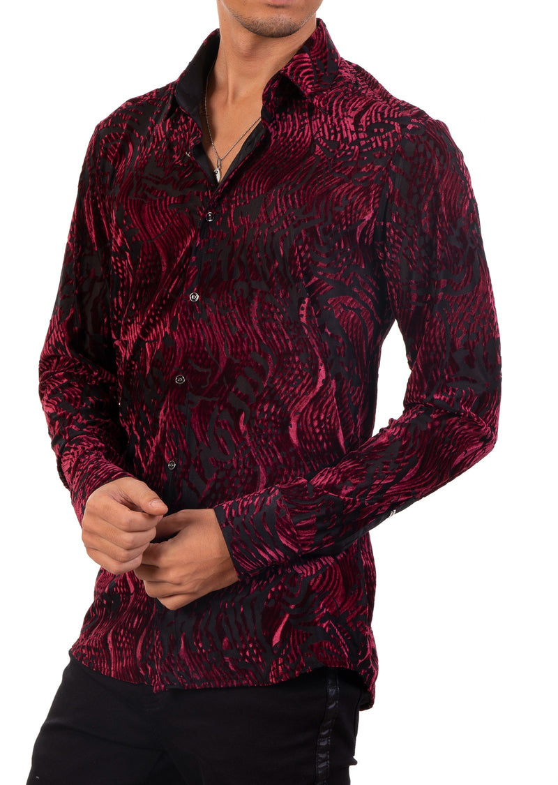 Red velvet dress shirt hotsell