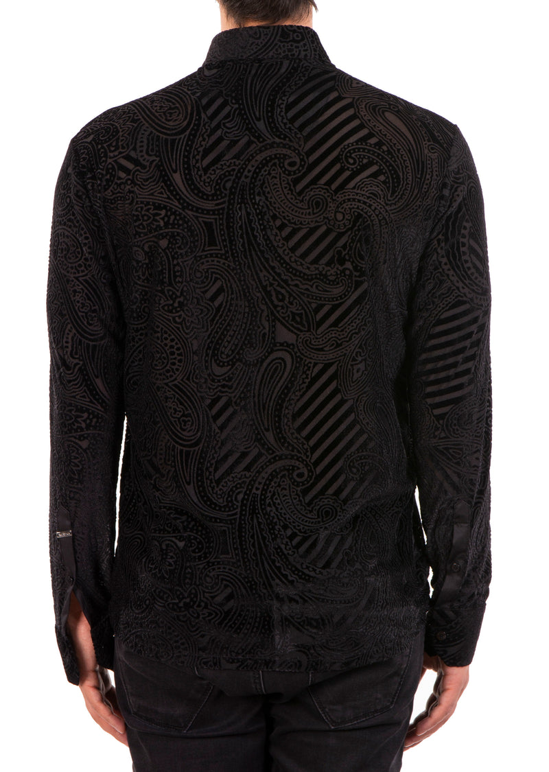 Black Paisley Velvet Shirt