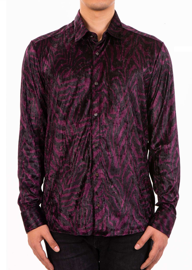 Purple Zebra Crushed Velvet Shirt