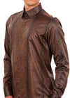 Brown Snake Satin Stretchy Shirt