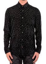 Black Reptilian Burnout Velvet Shirt