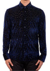 Royal Blue Reptilian Burnout Velvet Shirt