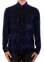 Royal Blue Reptilian Burnout Velvet Shirt