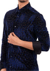 Royal Blue Reptilian Burnout Velvet Shirt