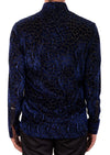 Royal Blue Reptilian Burnout Velvet Shirt
