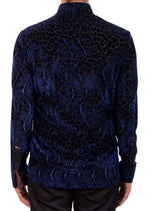 Royal Blue Reptilian Burnout Velvet Shirt