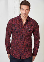 Burgundy Flocked Paisley Shirt