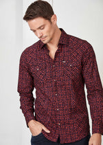 Burgundy Flocked Paisley Shirt