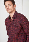 Burgundy Flocked Paisley Shirt