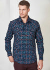 Turqoise Flocked Paisley Shirt