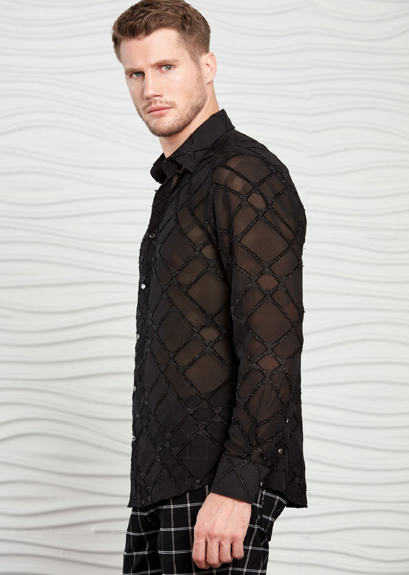Black Diamond Semi-Sheer Shirt – MONDO Menswear