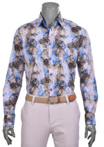 Blue Snake Print Cotton Shirt