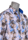Blue Snake Print Cotton Shirt