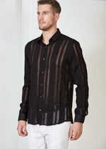 Black Cable Weave Semi-Sheer Shirt