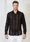 Black Cable Weave Semi-Sheer Shirt