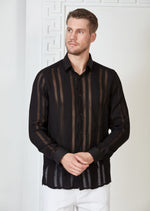 Black Cable Weave Semi-Sheer Shirt