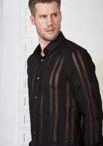 Black Cable Weave Semi-Sheer Shirt