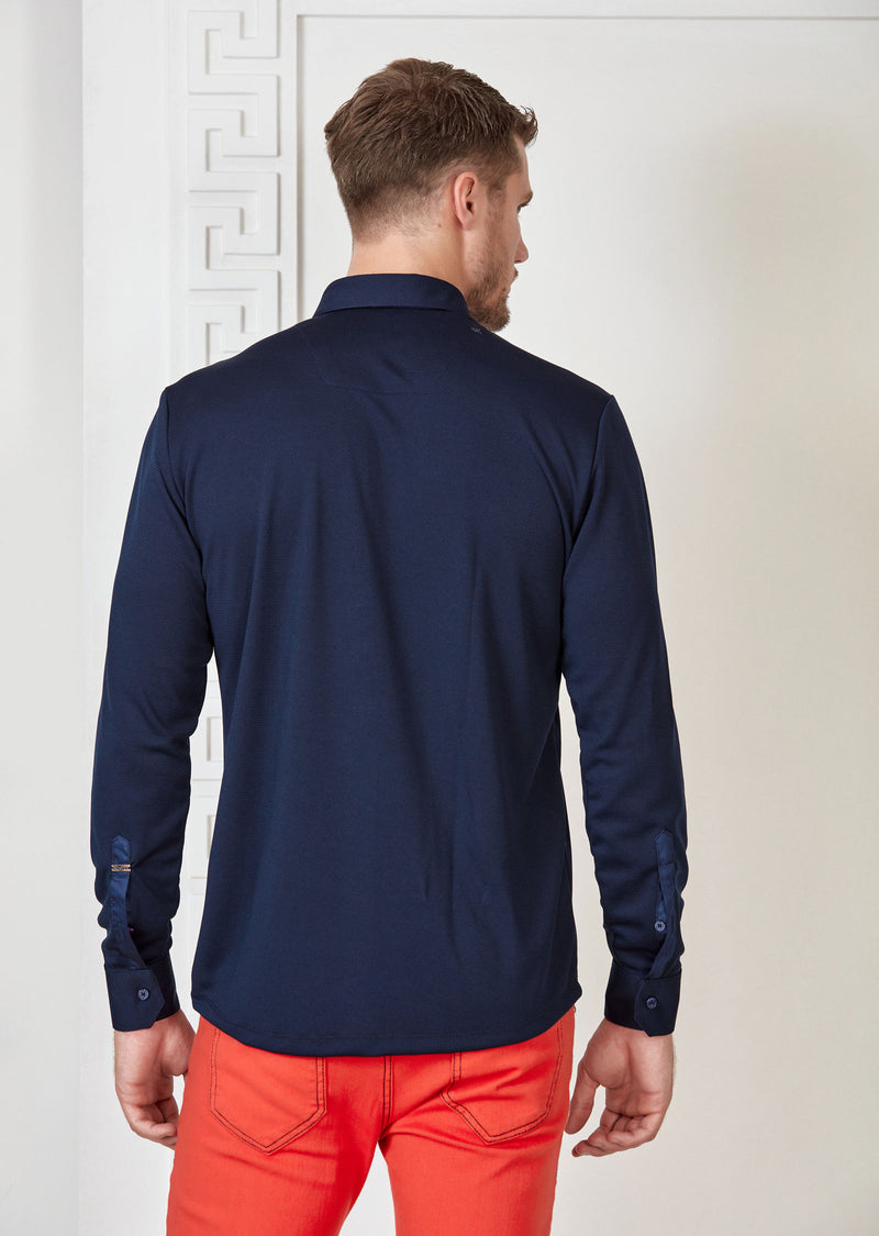 Navy Comfort Luxe Detailed Shirt