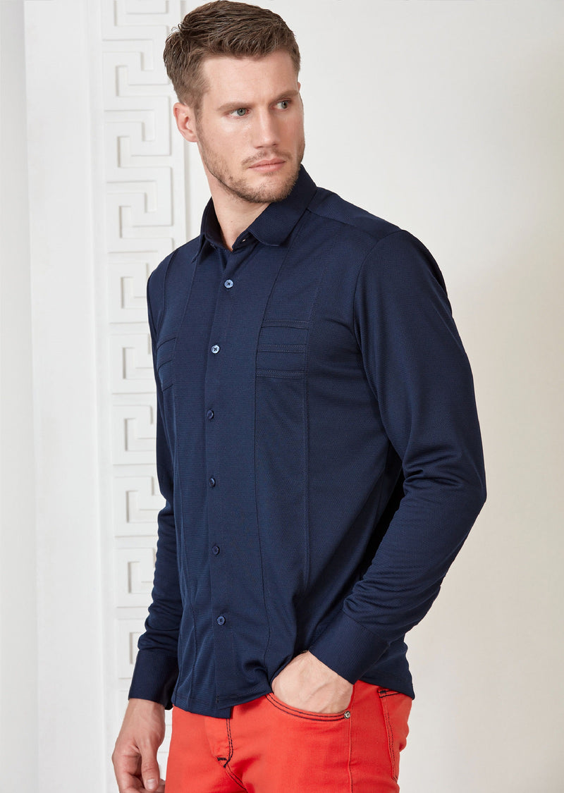 Navy Comfort Luxe Detailed Shirt