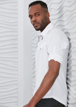 White "Upwest" Half Placket Zipper Shirt