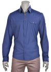 Blue "Upwest" Half Placket Zipper Shirt