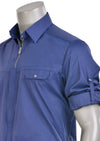 Blue "Upwest" Half Placket Zipper Shirt